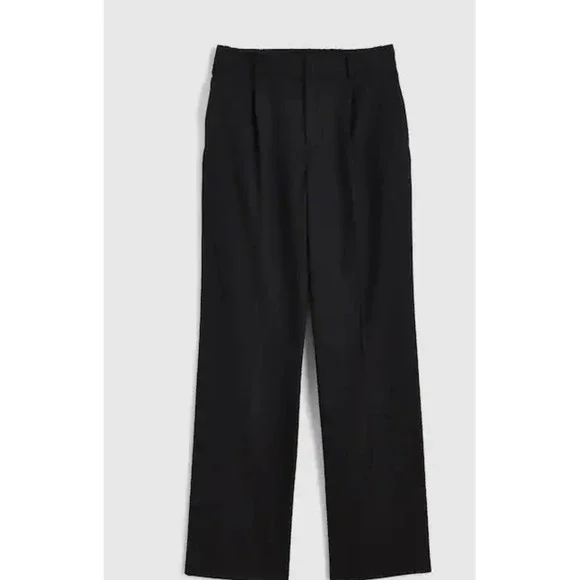 Madewell Women 14 Slouchy Black Trousers Pleated Wide Leg Brushed Twill - Picture 2 of 13